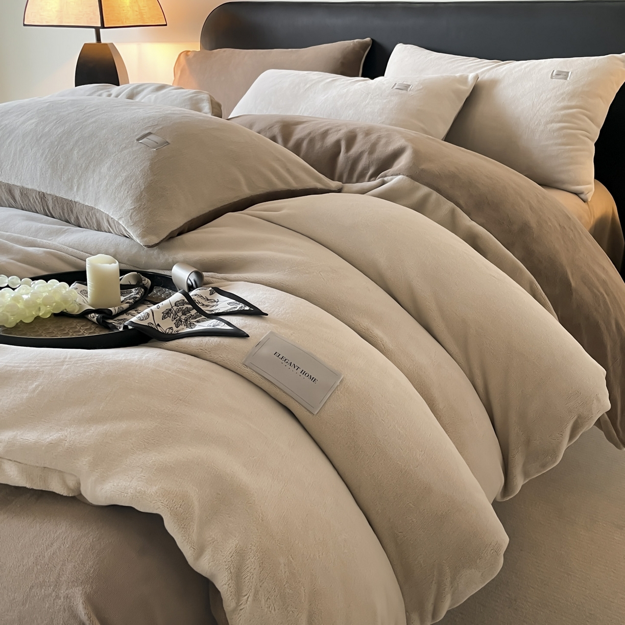 91家纺网 家纺一手货源 找家纺 ab家纺 2025新款纯色高克重牛奶绒双拼单被套 米咖