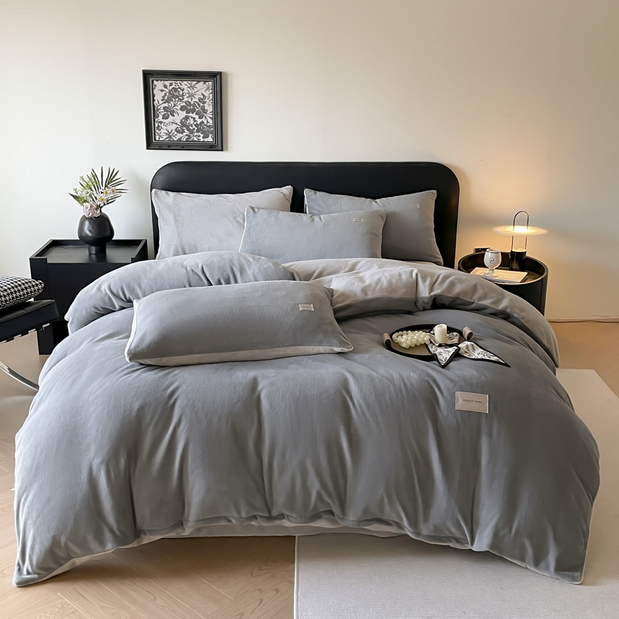 91家纺网 家纺一手货源 找家纺 （总）ab家纺 2025新款纯色高克重牛奶绒双拼单被套