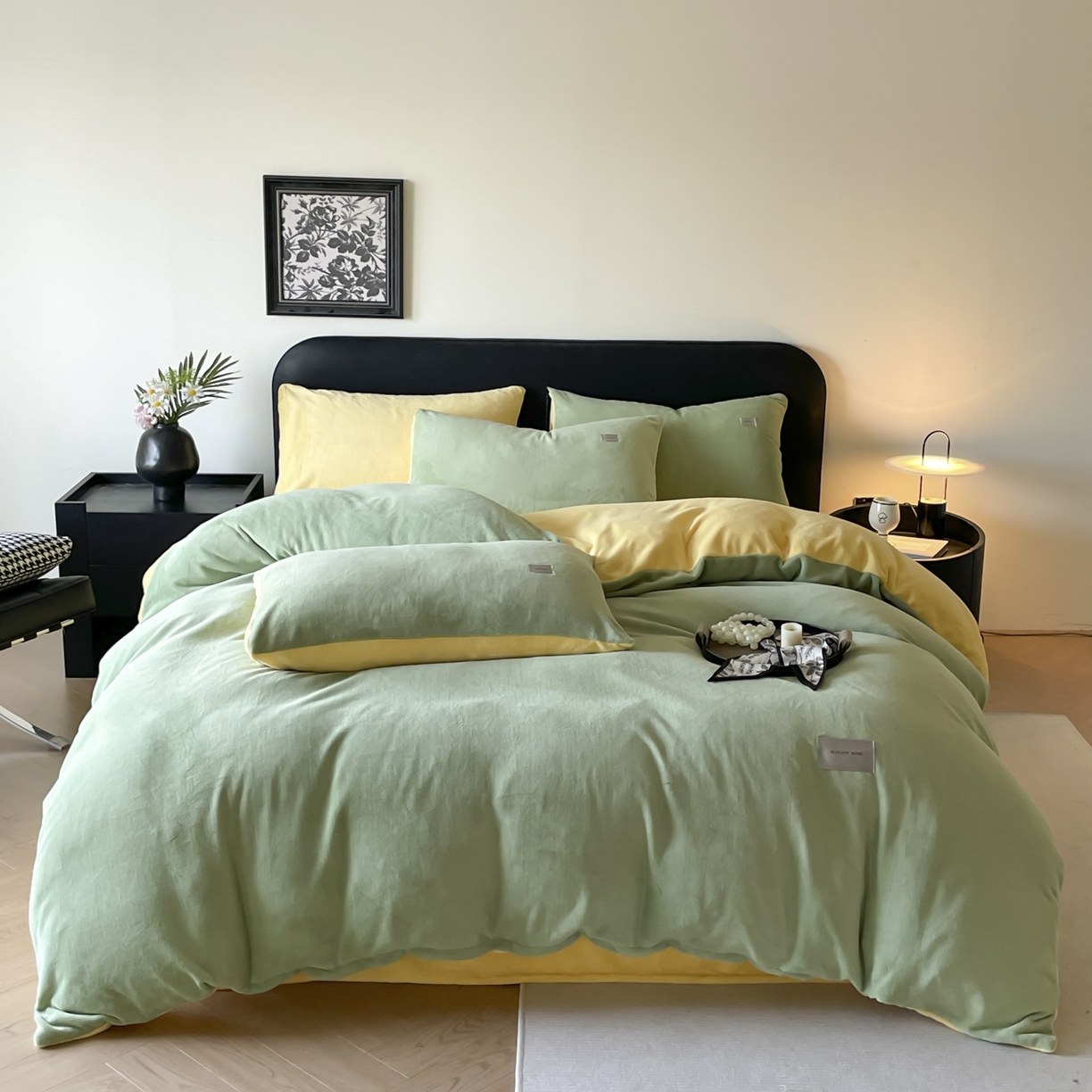 91家纺网 家纺一手货源 找家纺 （总）ab家纺 2025新款纯色高克重牛奶绒双拼单被套