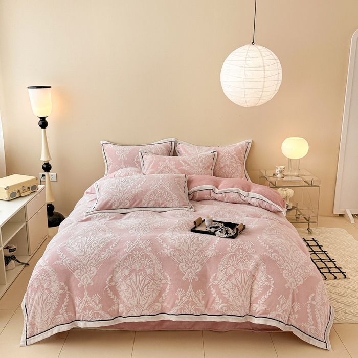 （总）懒猫家纺 2025新款包边款雕花牛奶绒四件套