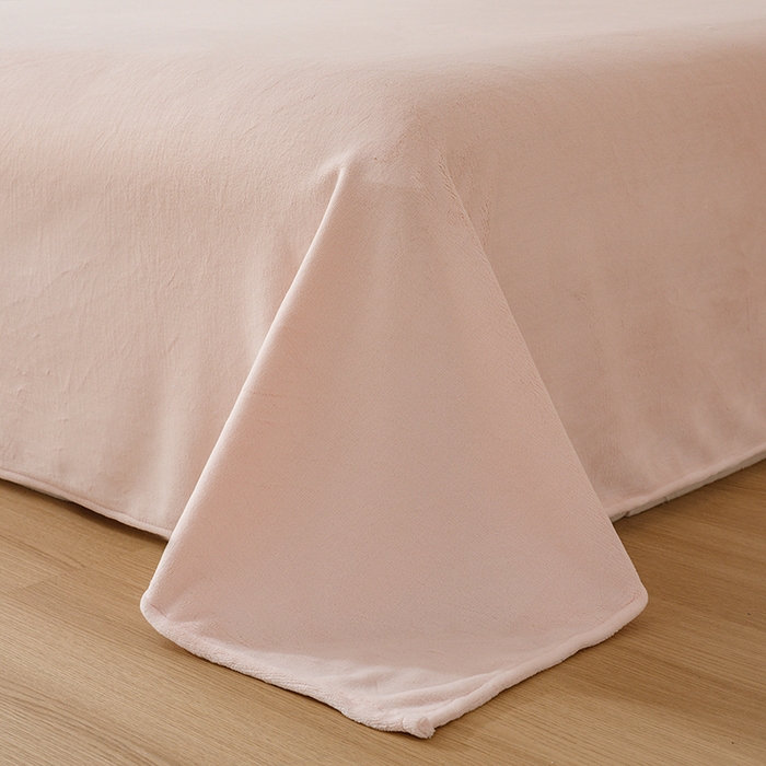 91家纺网 家纺一手货源 找家纺 大元 2025新款A类高克重素色双拼牛奶绒四件套 米白-桃粉