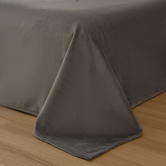 91家纺网 家纺一手货源 找家纺 大元 2025新款A类高克重素色双拼牛奶绒四件套 奶咖-深灰