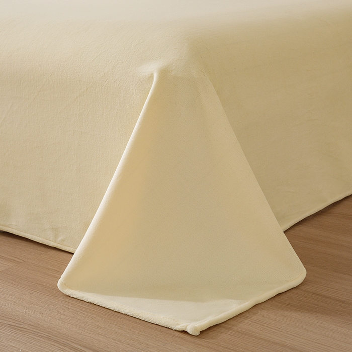 91家纺网 家纺一手货源 找家纺 大元 2025新款A类高克重素色双拼牛奶绒四件套 浅蓝-奶黄