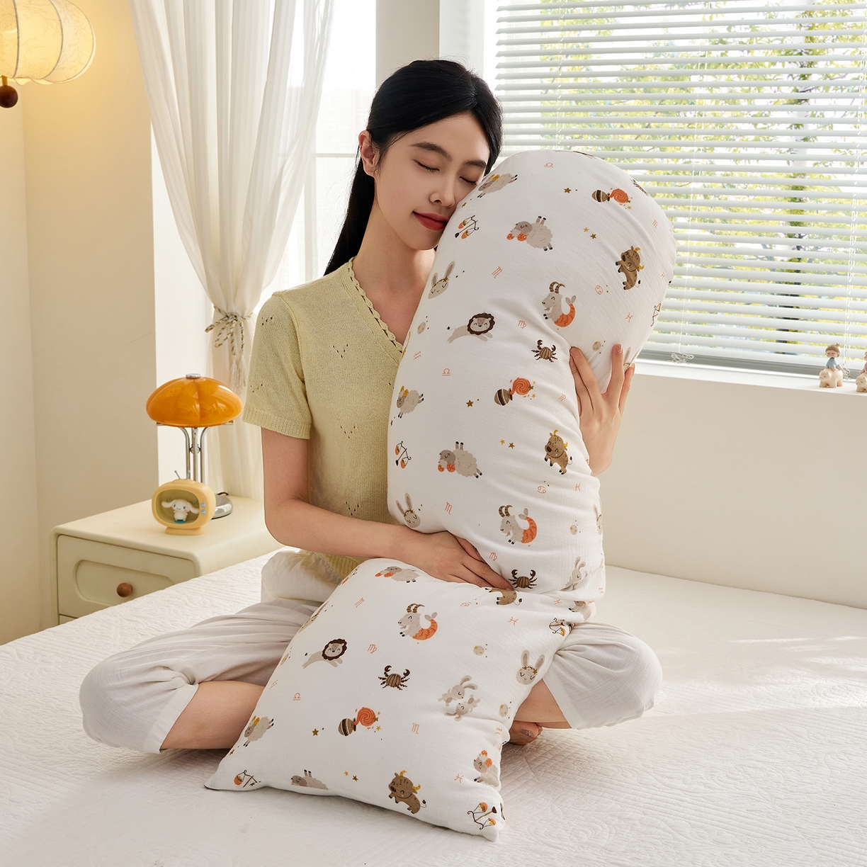 乐可 2025新款亲肤柔软全棉纯棉纱布抱枕 全棉纱布抱枕-BB1宝宝星座