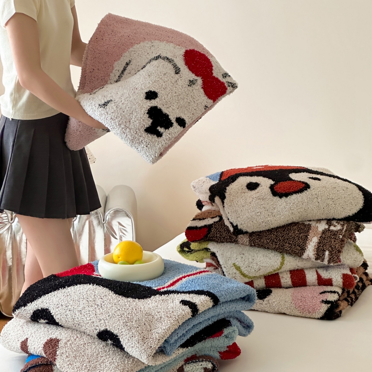91家纺网 家纺一手货源 找家纺 （总）觅糖家纺 2025新款卡通半边绒毛毯毯子系列