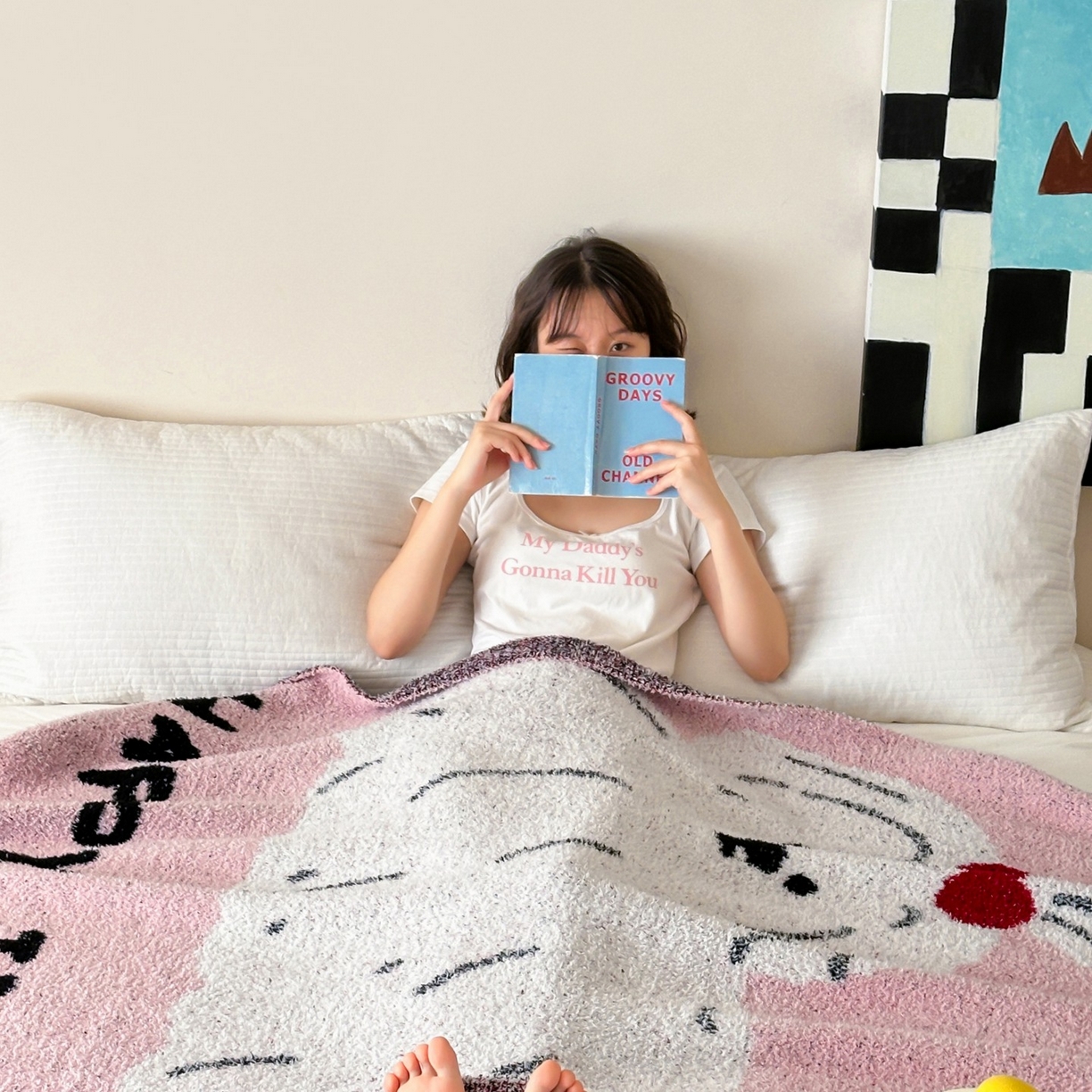 91家纺网 家纺一手货源 找家纺 觅糖家纺 2025新款卡通半边绒毛毯毯子系列 粉色泡芙