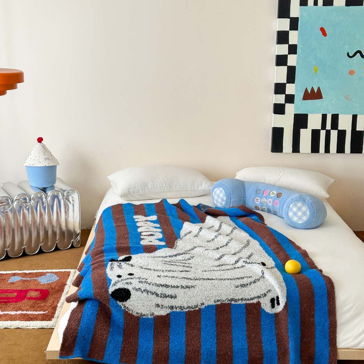 91家纺网 家纺一手货源 找家纺 觅糖家纺 2025新款卡通半边绒毛毯毯子系列 潦草小狗