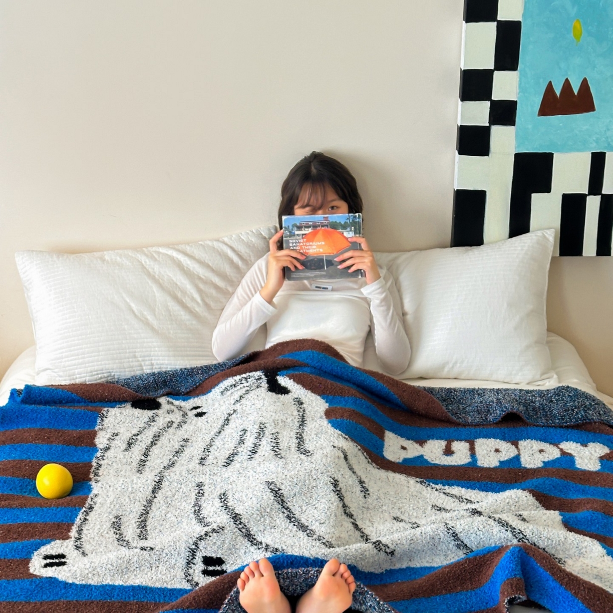 91家纺网 家纺一手货源 找家纺 觅糖家纺 2025新款卡通半边绒毛毯毯子系列 潦草小狗