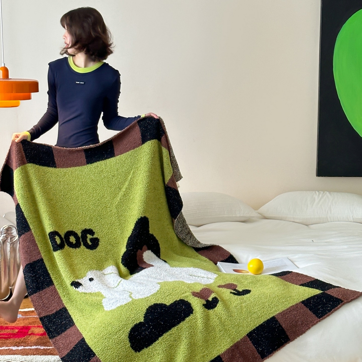 91家纺网 家纺一手货源 找家纺 觅糖家纺 2025新款卡通半边绒毛毯毯子系列 漫步小狗