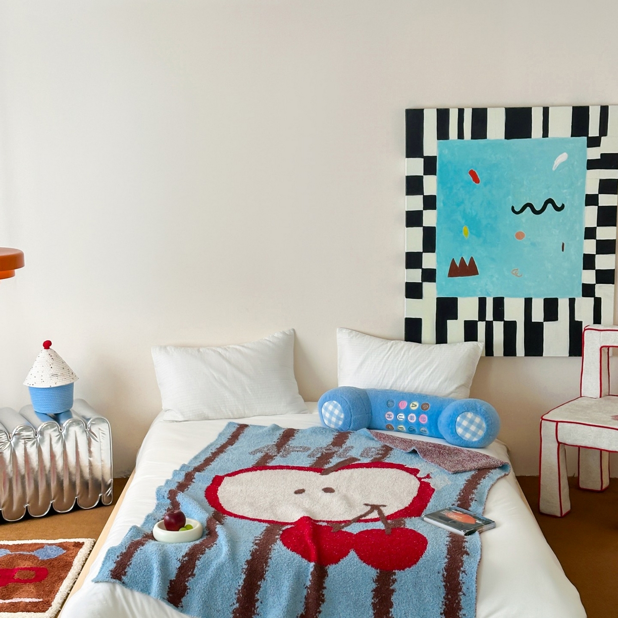 91家纺网 家纺一手货源 找家纺 觅糖家纺 2025新款卡通半边绒毛毯毯子系列 樱桃苹果