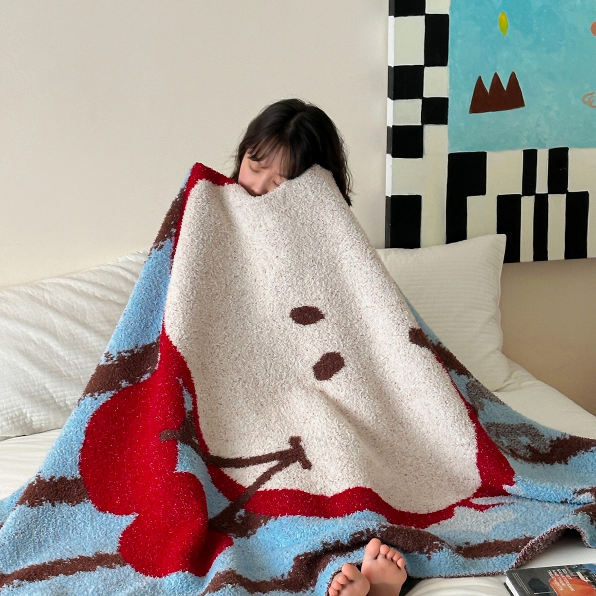 91家纺网 家纺一手货源 找家纺 觅糖家纺 2025新款卡通半边绒毛毯毯子系列 樱桃苹果