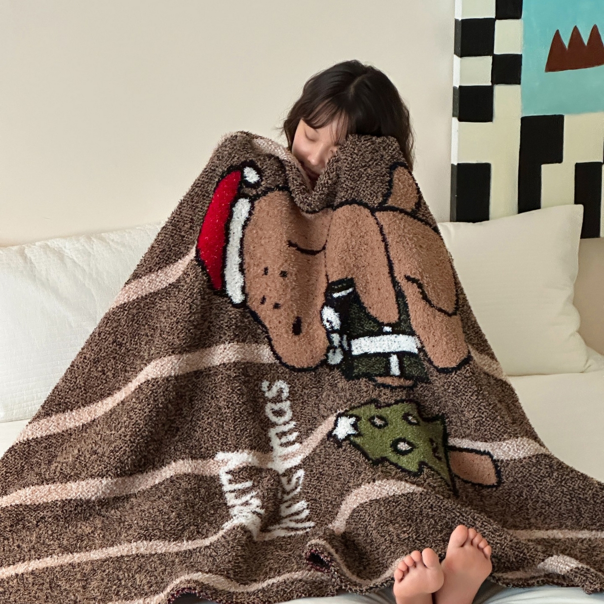 91家纺网 家纺一手货源 找家纺 觅糖家纺 2025新款卡通半边绒毛毯毯子系列 礼物狗