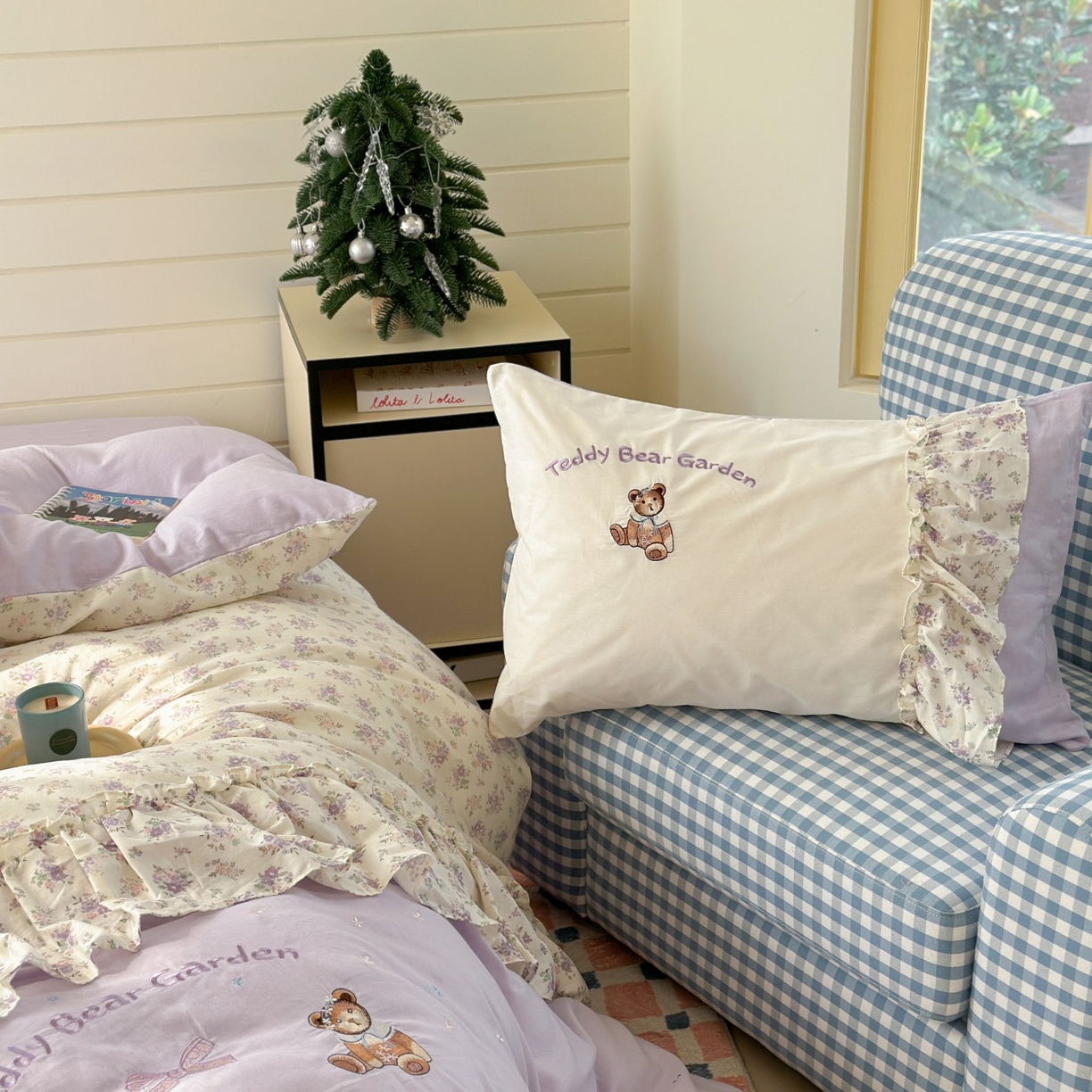 91家纺网 家纺一手货源 找家纺 （总）觅糖家纺 2025新款双层纱刺绣花边四件套系列