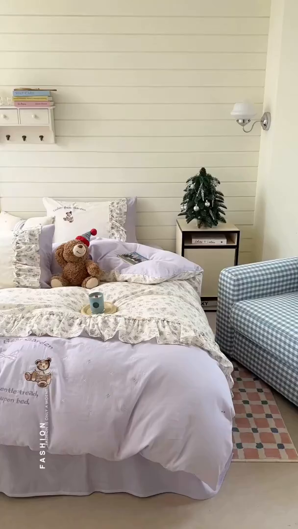 91家纺网 家纺一手货源 找家纺 （总）觅糖家纺 2025新款双层纱刺绣花边四件套系列