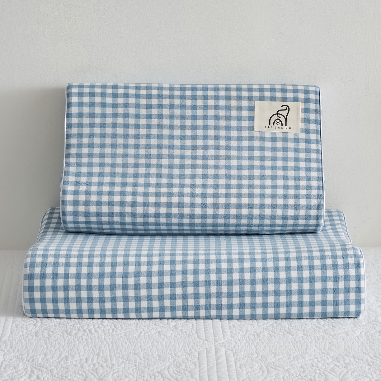 91家纺网 家纺一手货源 找家纺 乐可 2025新款全棉纯棉水洗棉乳胶枕护颈枕平面颗粒成人学生枕头枕芯 水洗棉乳胶枕-浅蓝【学生】