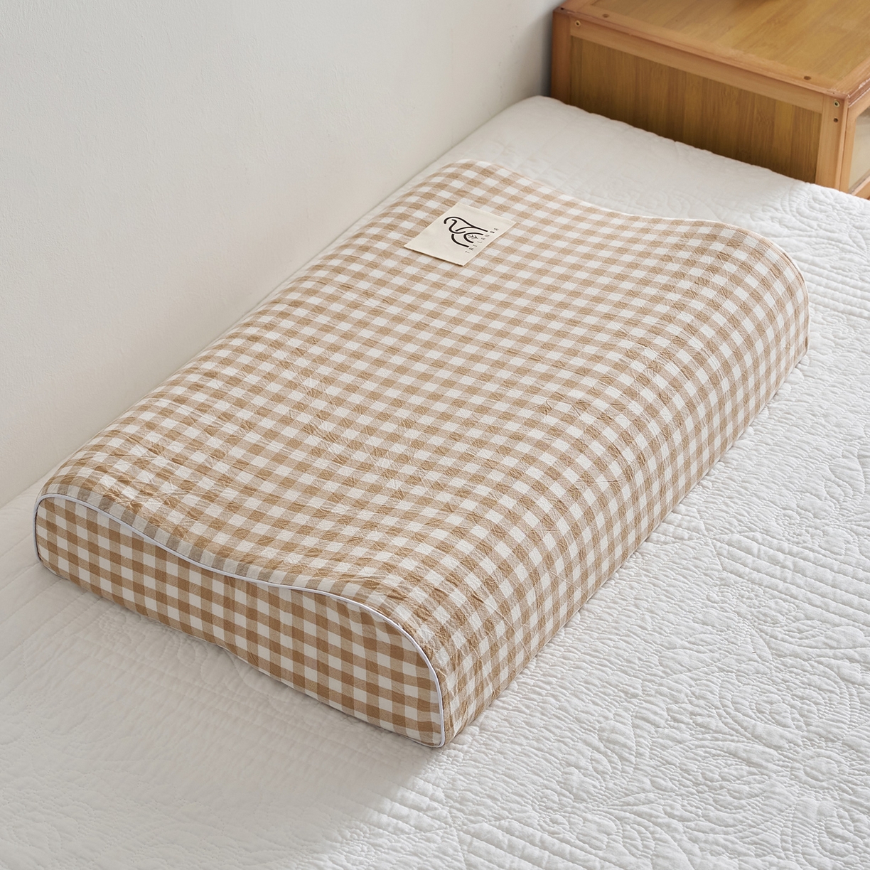 91家纺网 家纺一手货源 找家纺 乐可 2025新款全棉纯棉水洗棉乳胶枕护颈枕平面颗粒成人学生枕头枕芯 水洗棉乳胶枕-咖色【成人】