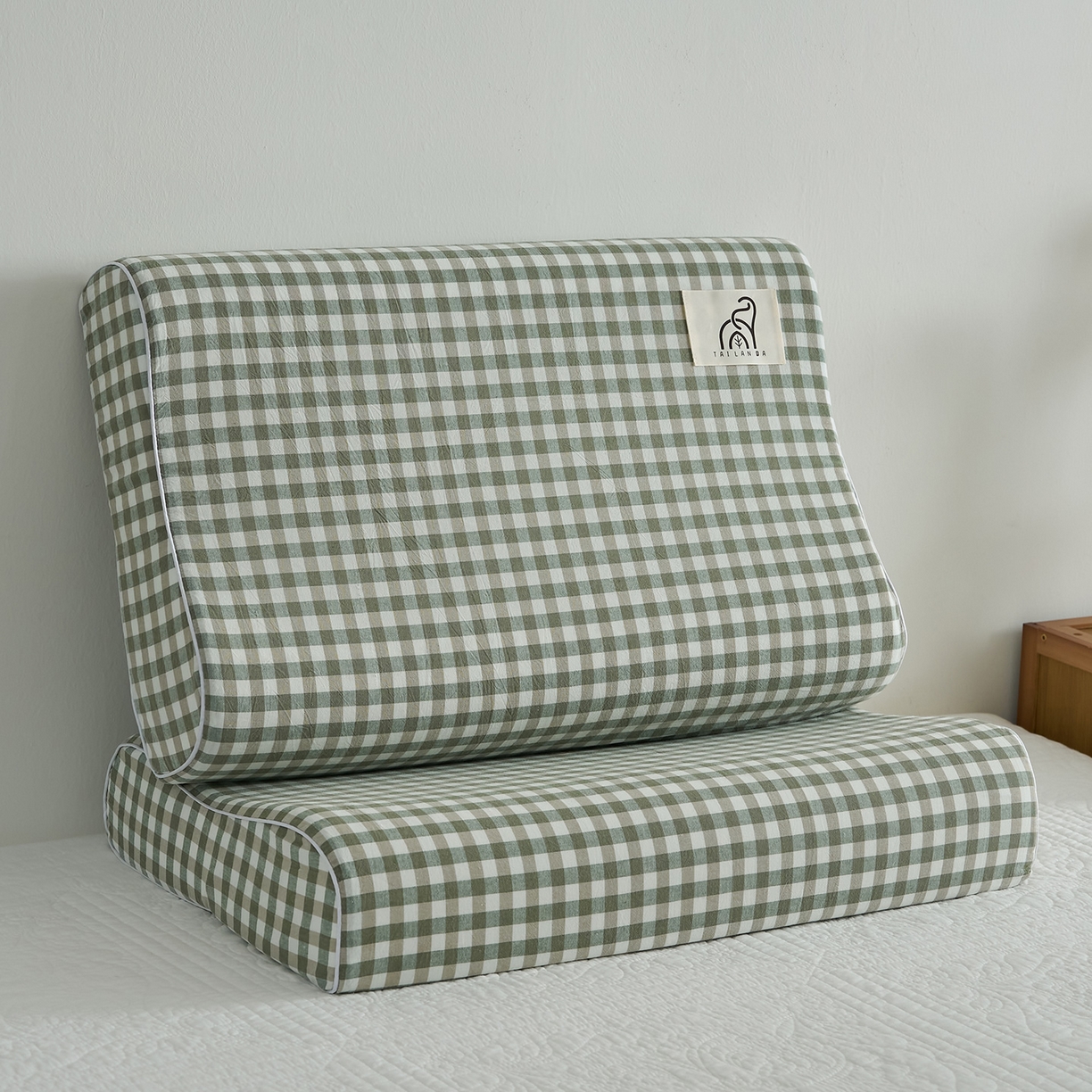 91家纺网 家纺一手货源 找家纺 乐可 2025新款全棉纯棉水洗棉乳胶枕护颈枕平面颗粒成人学生枕头枕芯 水洗棉乳胶枕-绿色【学生】