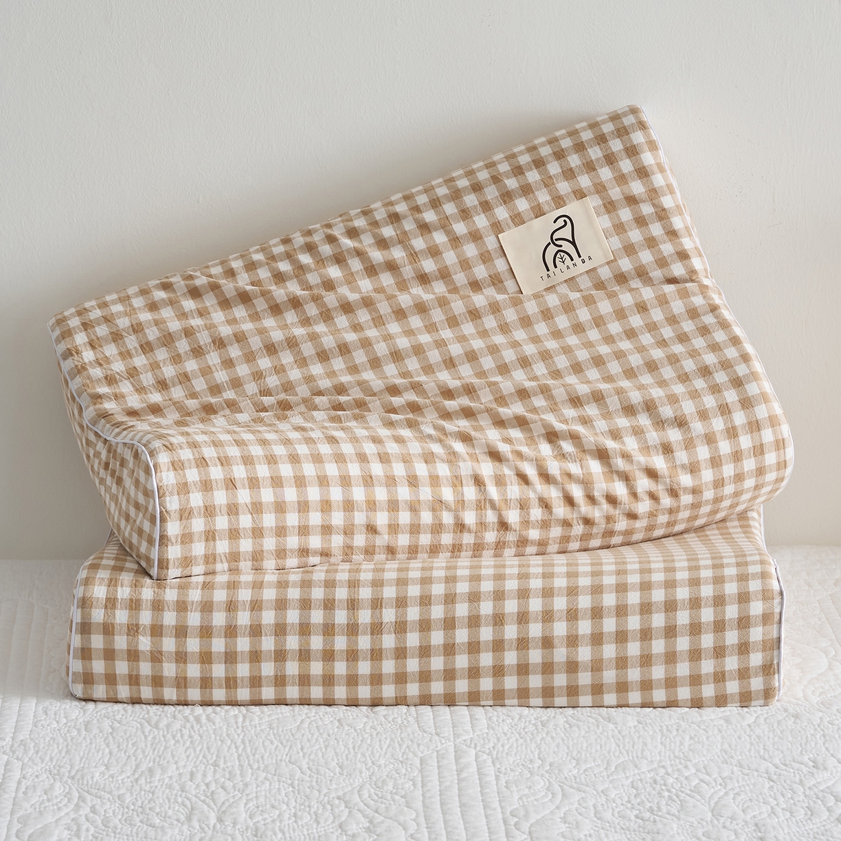 91家纺网 家纺一手货源 找家纺 乐可 2025新款全棉纯棉水洗棉乳胶枕护颈枕平面颗粒成人学生枕头枕芯 水洗棉乳胶枕-咖色【学生】