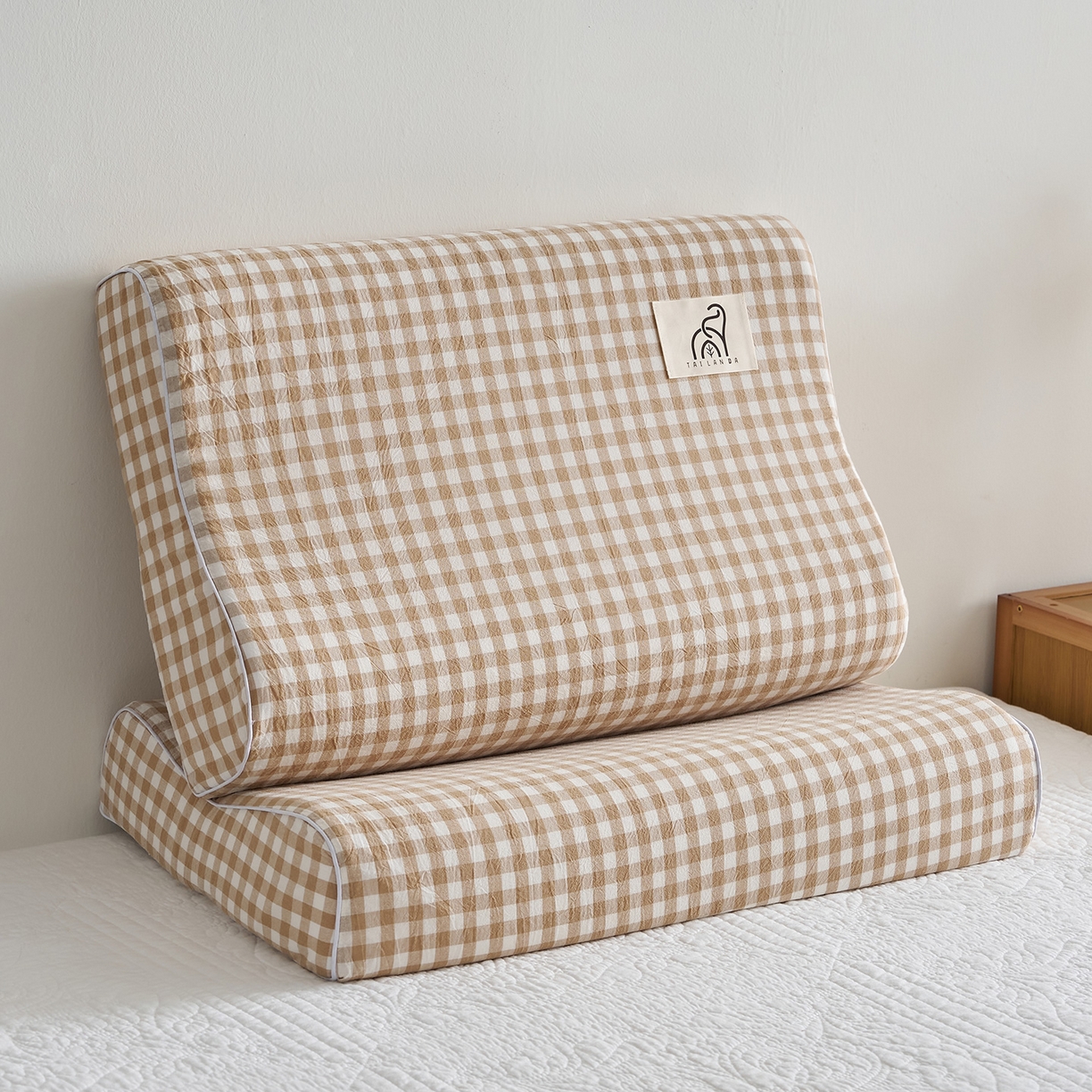 91家纺网 家纺一手货源 找家纺 乐可 2025新款全棉纯棉水洗棉乳胶枕护颈枕平面颗粒成人学生枕头枕芯 水洗棉乳胶枕-咖色【成人】