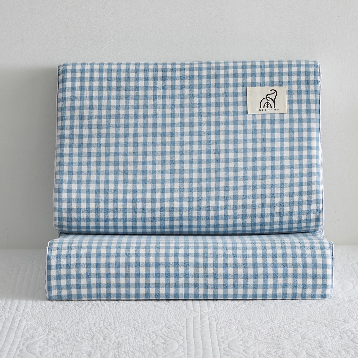 91家纺网 家纺一手货源 找家纺 乐可 2025新款全棉纯棉水洗棉乳胶枕护颈枕平面颗粒成人学生枕头枕芯 水洗棉乳胶枕-浅蓝【学生】