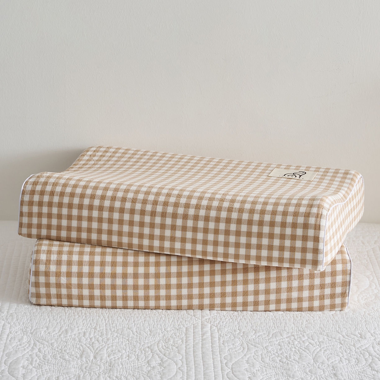 91家纺网 家纺一手货源 找家纺 乐可 2025新款全棉纯棉水洗棉乳胶枕护颈枕平面颗粒成人学生枕头枕芯 水洗棉乳胶枕-咖色【成人】