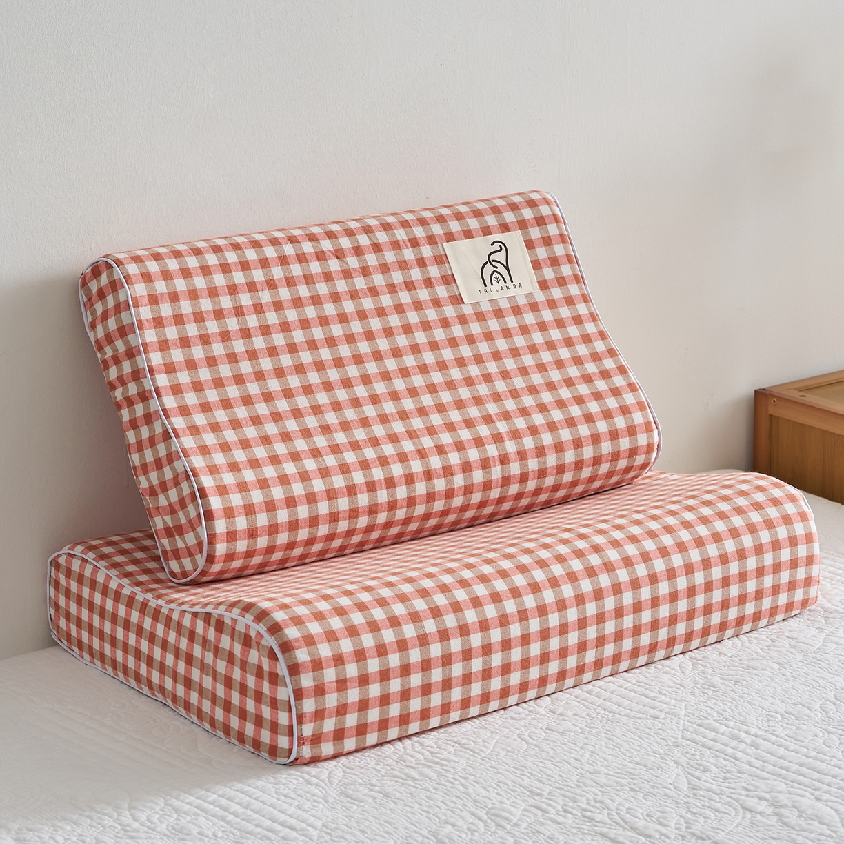 乐可 2025新款全棉纯棉水洗棉乳胶枕护颈枕平面颗粒成人学生枕头枕芯 水洗棉乳胶枕-粉色【学生】