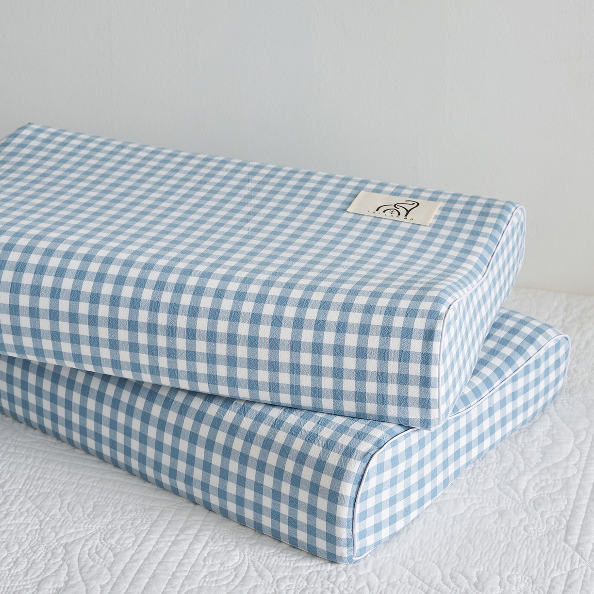 91家纺网 家纺一手货源 找家纺 乐可 2025新款全棉纯棉水洗棉乳胶枕护颈枕平面颗粒成人学生枕头枕芯 水洗棉乳胶枕-浅蓝【成人】