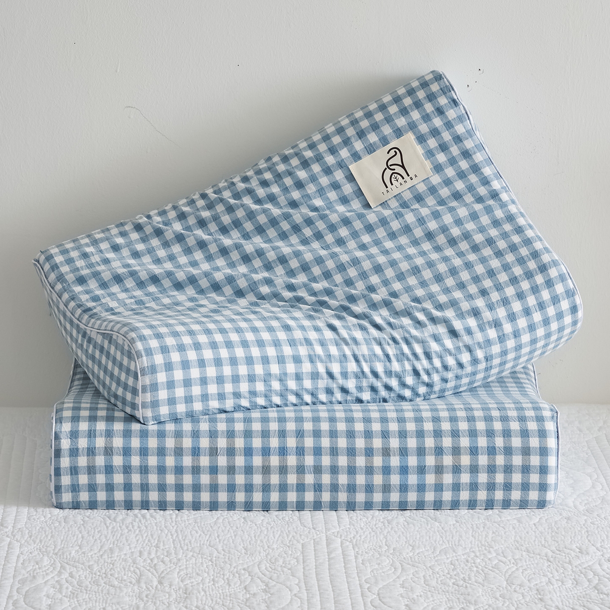 91家纺网 家纺一手货源 找家纺 乐可 2025新款全棉纯棉水洗棉乳胶枕护颈枕平面颗粒成人学生枕头枕芯 水洗棉乳胶枕-浅蓝【成人】