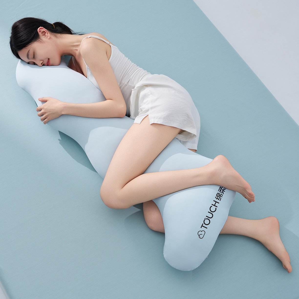 91家纺网 家纺一手货源 找家纺 乐可 2025新款豆荚海马波浪抱枕长条孕妇侧睡夹腿枕 豆荚海马波浪抱枕-BL玉兰