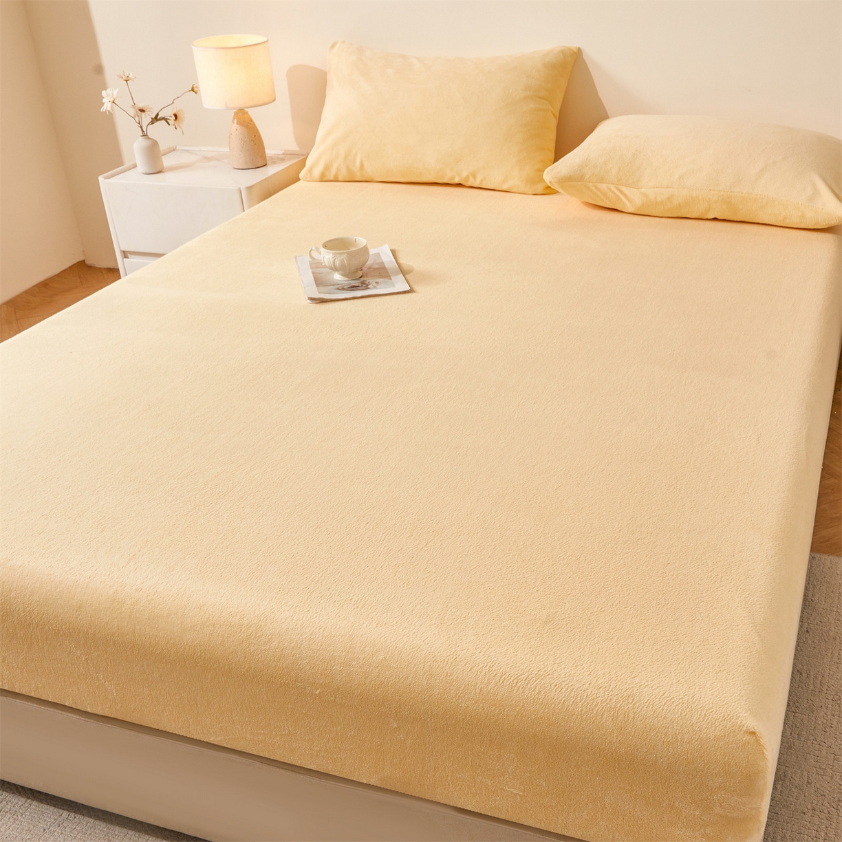 91家纺网 家纺一手货源 找家纺 （总）优眠坊 2025新款单层高克重牛奶绒纯色床笠