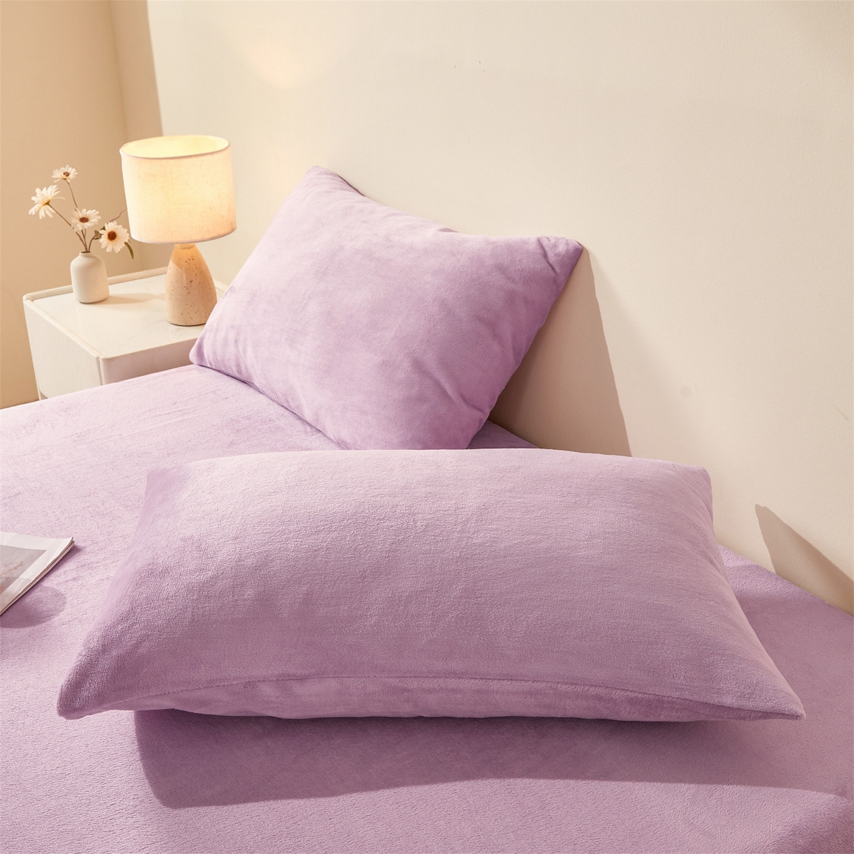 91家纺网 家纺一手货源 找家纺 优眠坊 2025新款单层高克重牛奶绒纯色床笠 兰花紫