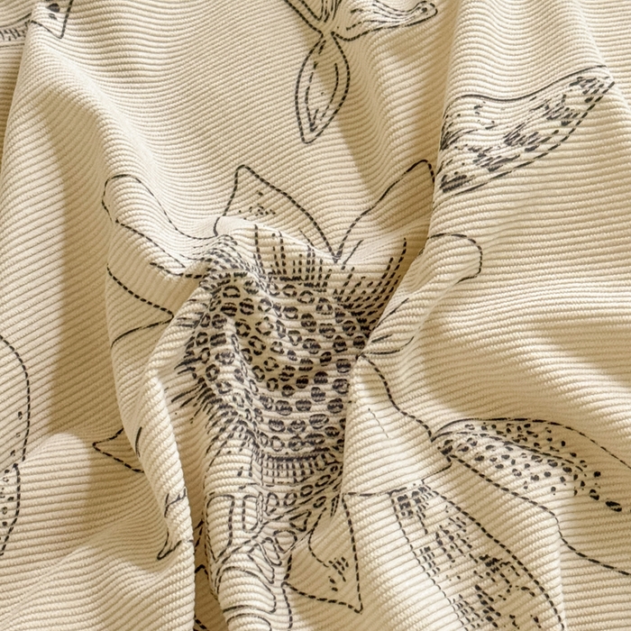 91家纺网 家纺一手货源 找家纺 宅家居 2025新款秋冬爆款轻法式赫本风灯芯绒四件套提花立体韩版花边牛奶绒三件套 语叶