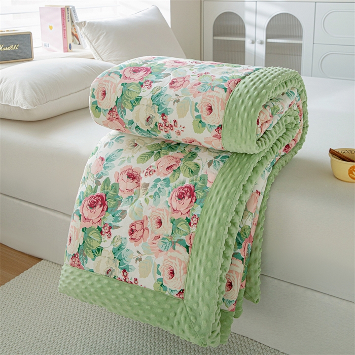 91家纺网 家纺一手货源 找家纺 萌飞 2025新款全棉豆豆绒被子被芯系列 春色