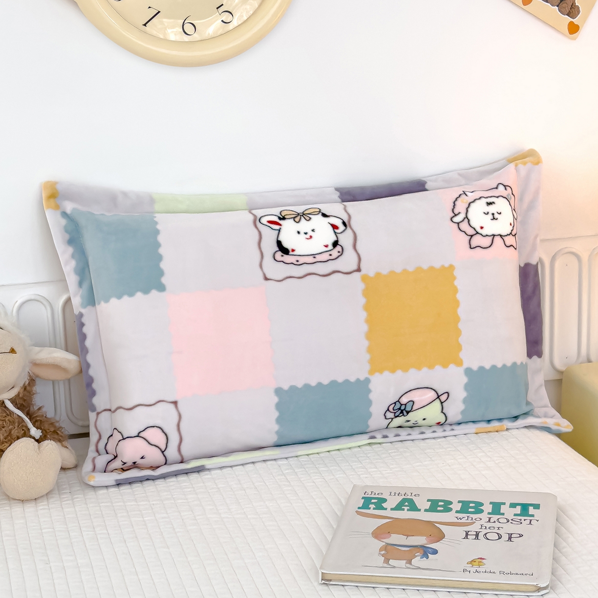 良佐生活 2025新款A类高克重大版印花宝宝绒枕套 幸福格