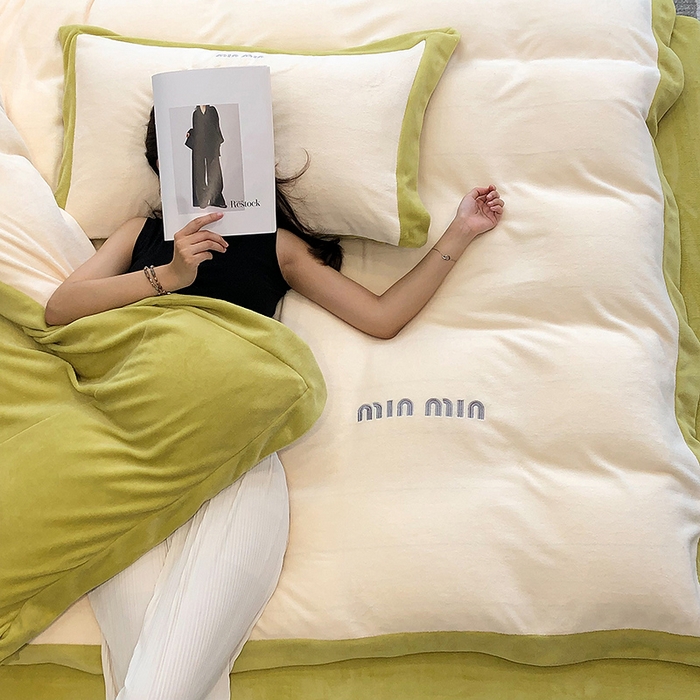 91家纺网 家纺一手货源 找家纺 （总）懒猫家纺 2025新款牛奶绒刺绣四件套-贝利