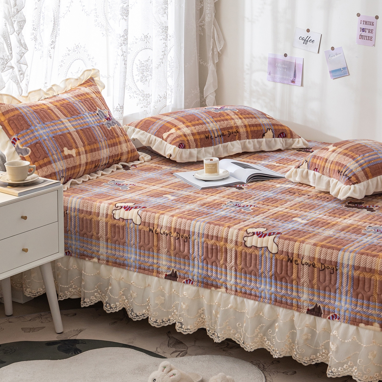 91家纺网 家纺一手货源 找家纺 美优兰 2025秋冬新款牛奶绒榻榻米垫床盖（可定制）美拉小狗