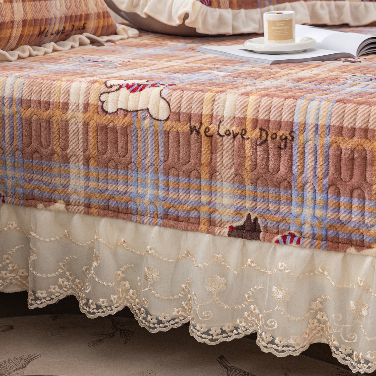 91家纺网 家纺一手货源 找家纺 美优兰 2025秋冬新款牛奶绒榻榻米垫床盖（可定制）美拉小狗