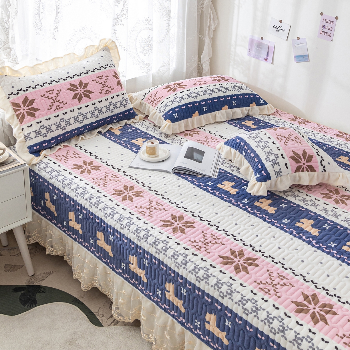 91家纺网 家纺一手货源 找家纺 美优兰 2025秋冬新款牛奶绒榻榻米垫床盖（可定制）圣诞叶