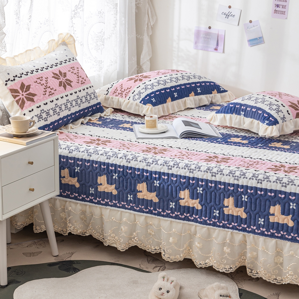 91家纺网 家纺一手货源 找家纺 美优兰 2025秋冬新款牛奶绒榻榻米垫床盖（可定制）圣诞叶