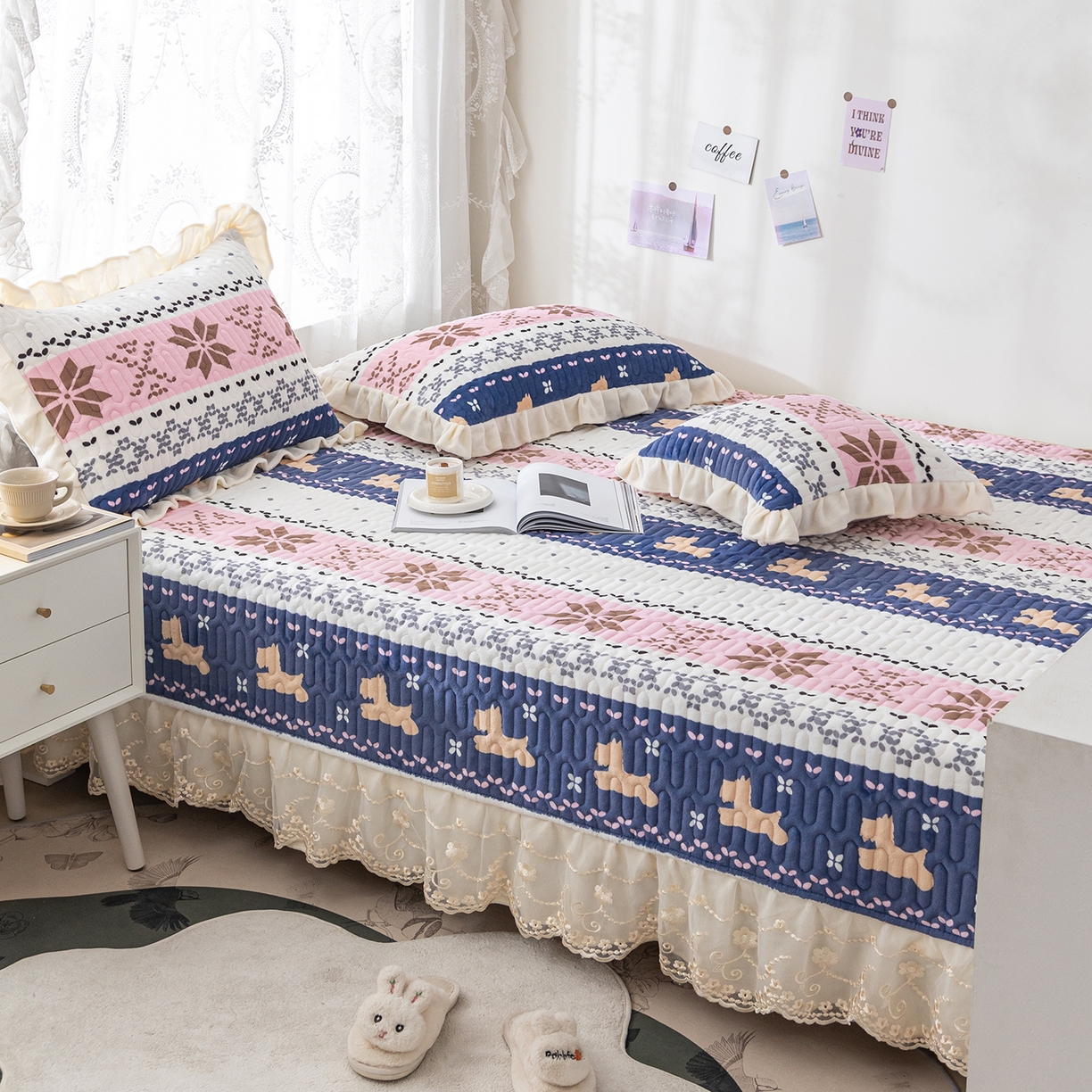 91家纺网 家纺一手货源 找家纺 美优兰 2025秋冬新款牛奶绒榻榻米垫床盖（可定制）圣诞叶