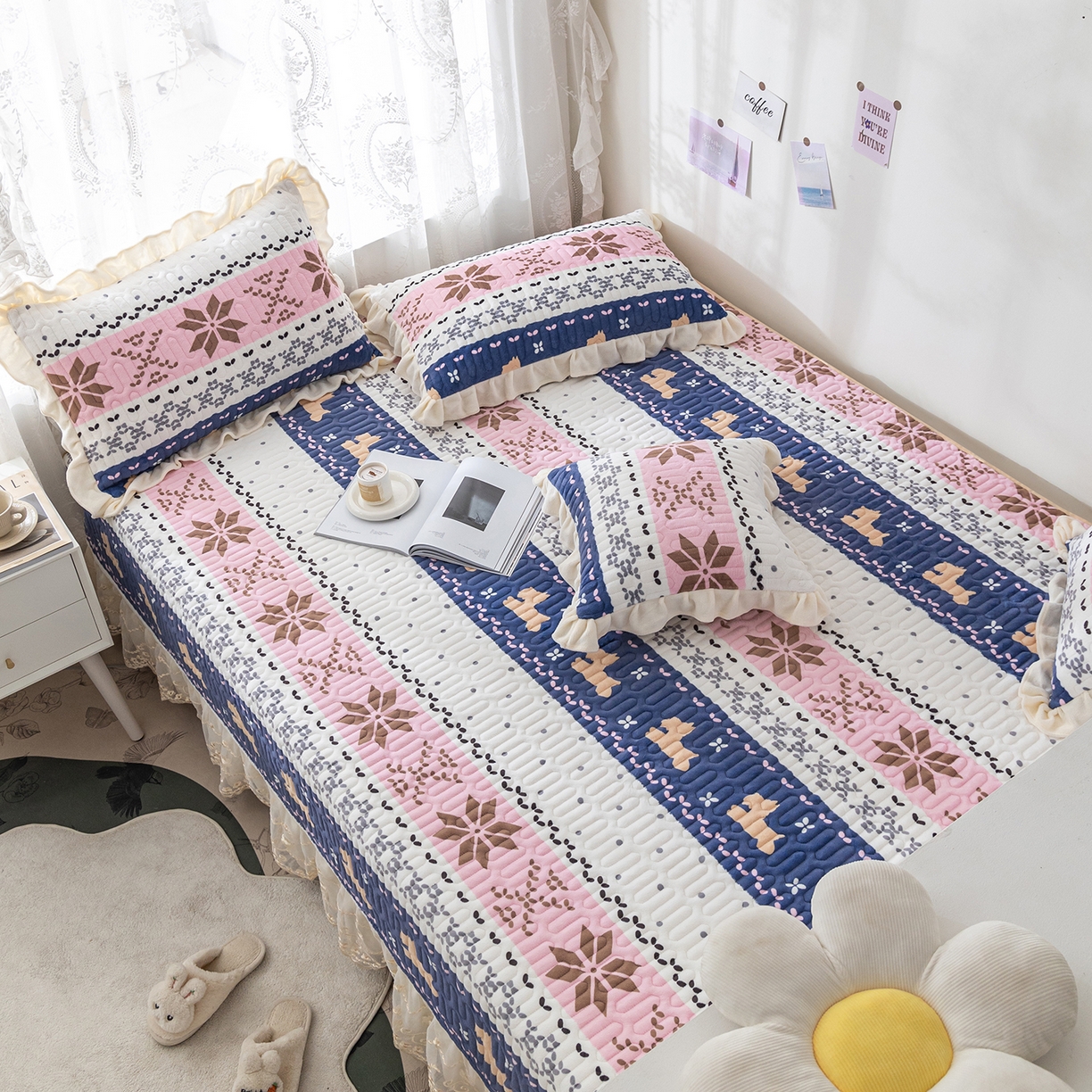 91家纺网 家纺一手货源 找家纺 美优兰 2025秋冬新款牛奶绒榻榻米垫床盖（可定制）圣诞叶