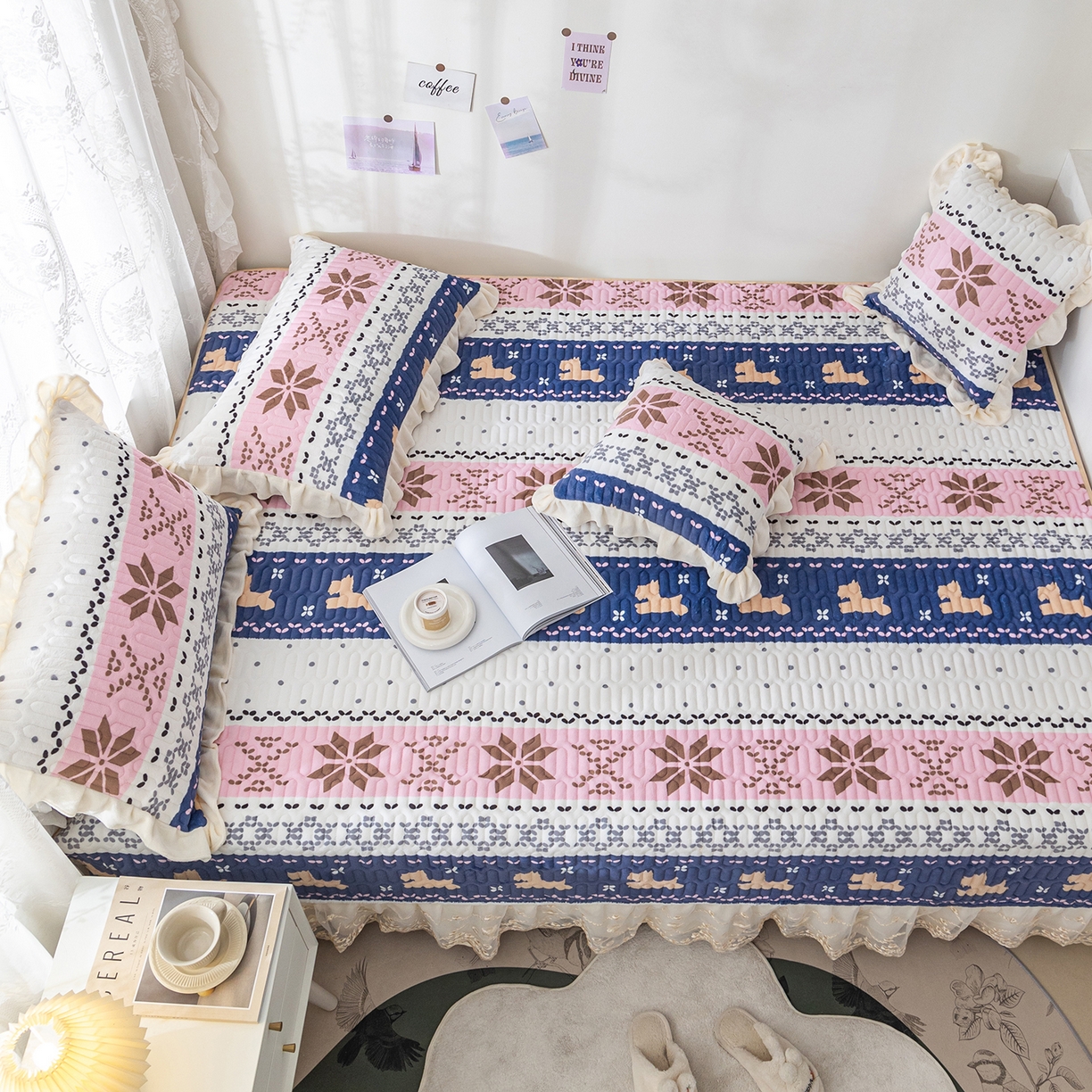 91家纺网 家纺一手货源 找家纺 美优兰 2025秋冬新款牛奶绒榻榻米垫床盖（可定制）圣诞叶