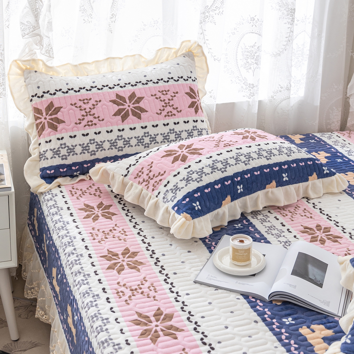 91家纺网 家纺一手货源 找家纺 美优兰 2025秋冬新款牛奶绒榻榻米垫床盖（可定制）圣诞叶