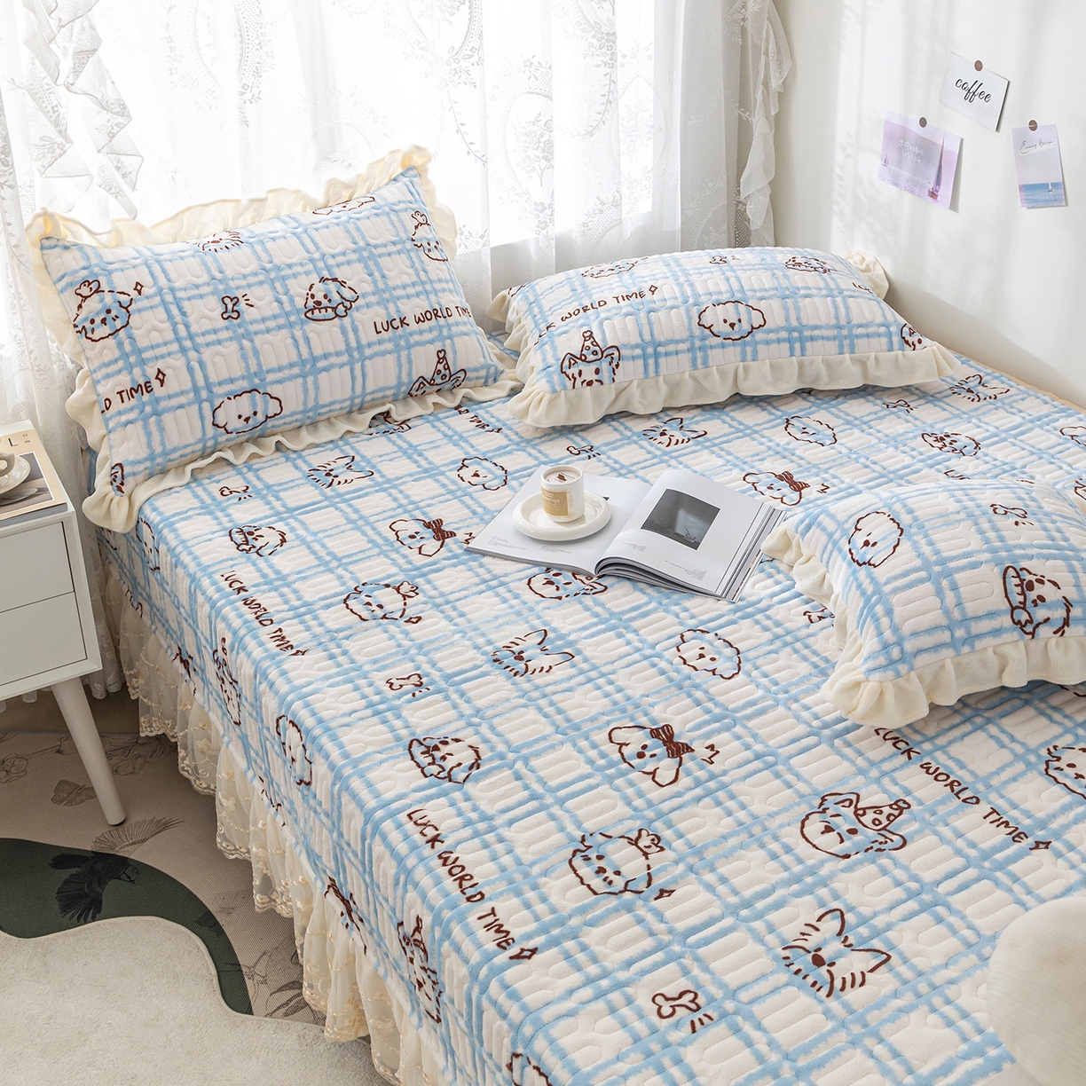 91家纺网 家纺一手货源 找家纺 美优兰 2025秋冬新款牛奶绒榻榻米垫床盖（可定制）甜品小屋