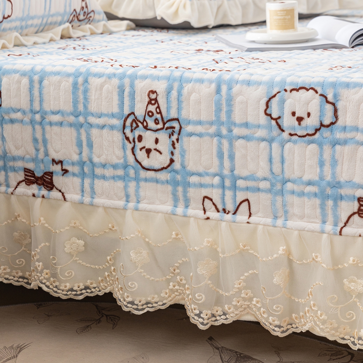 91家纺网 家纺一手货源 找家纺 美优兰 2025秋冬新款牛奶绒榻榻米垫床盖（可定制）甜品小屋