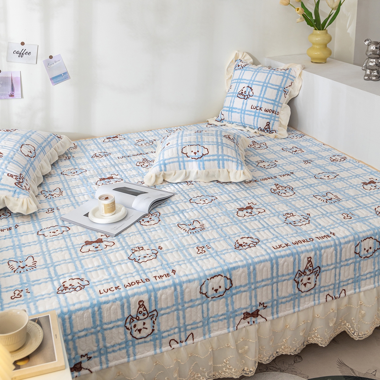 91家纺网 家纺一手货源 找家纺 美优兰 2025秋冬新款牛奶绒榻榻米垫床盖（可定制）甜品小屋