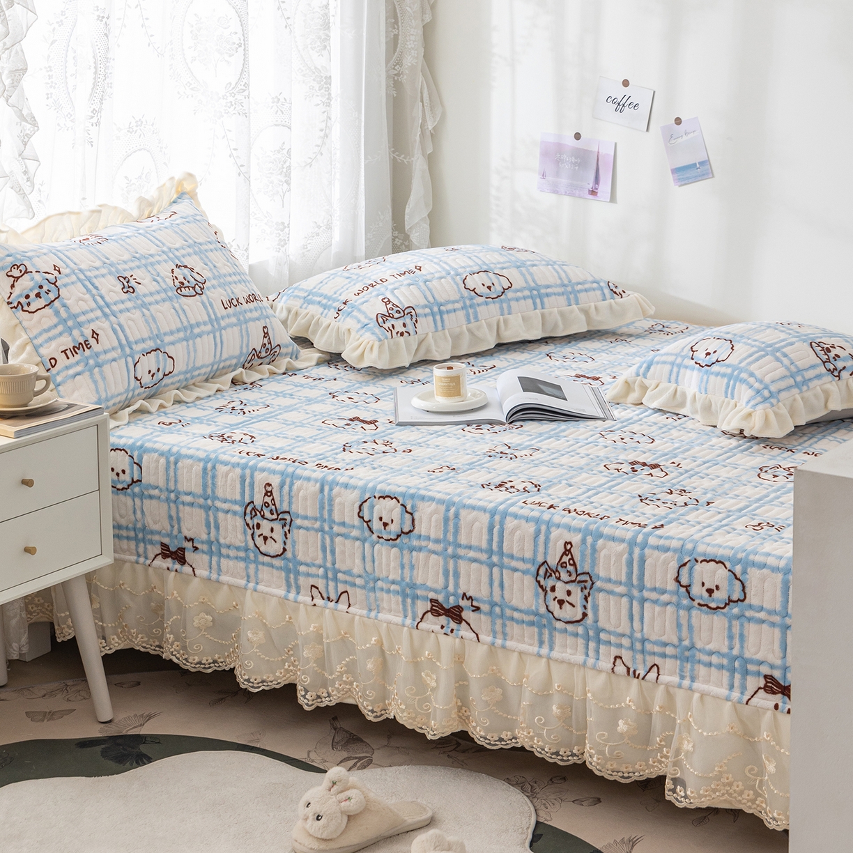 91家纺网 家纺一手货源 找家纺 美优兰 2025秋冬新款牛奶绒榻榻米垫床盖（可定制）甜品小屋