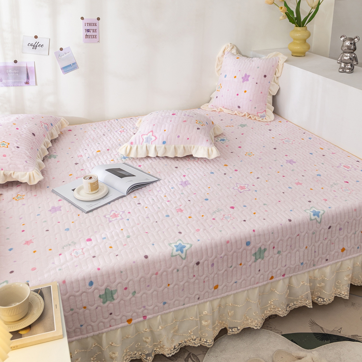 91家纺网 家纺一手货源 找家纺 美优兰 2025秋冬新款牛奶绒榻榻米垫床盖（可定制）心愿