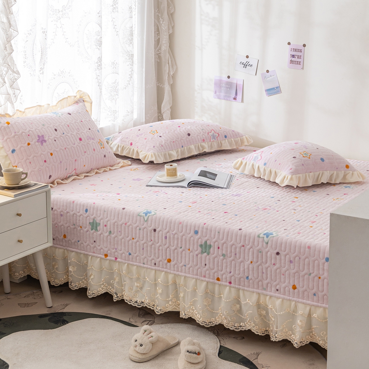 91家纺网 家纺一手货源 找家纺 美优兰 2025秋冬新款牛奶绒榻榻米垫床盖（可定制）心愿