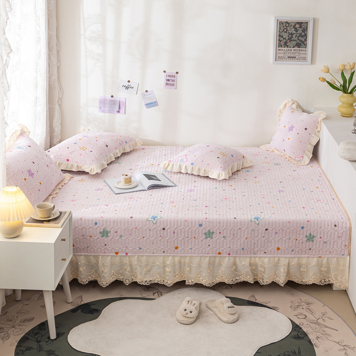 91家纺网 家纺一手货源 找家纺 美优兰 2025秋冬新款牛奶绒榻榻米垫床盖（可定制）心愿,心愿